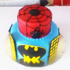 Spiderman & Batman Fondant Cake